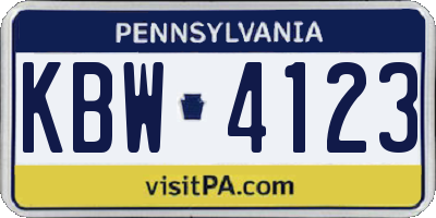 PA license plate KBW4123