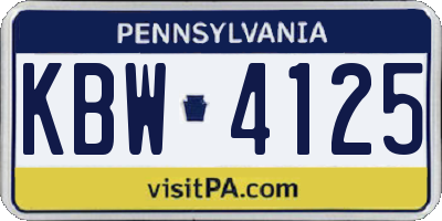 PA license plate KBW4125