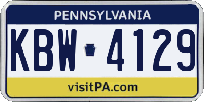 PA license plate KBW4129