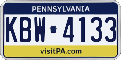 PA license plate KBW4133