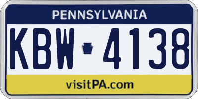 PA license plate KBW4138