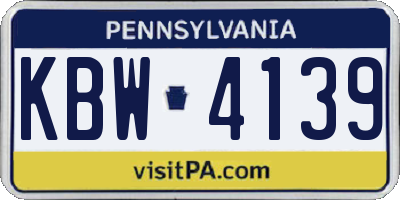 PA license plate KBW4139