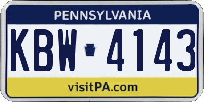 PA license plate KBW4143