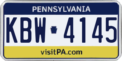 PA license plate KBW4145