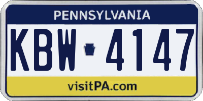 PA license plate KBW4147