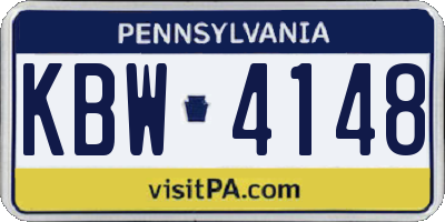 PA license plate KBW4148