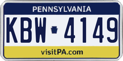 PA license plate KBW4149