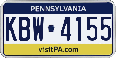 PA license plate KBW4155