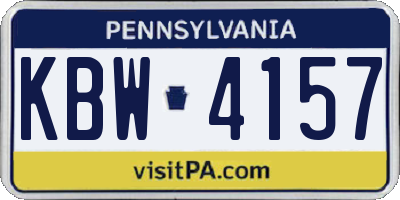 PA license plate KBW4157
