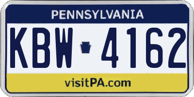 PA license plate KBW4162
