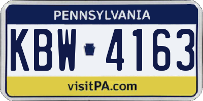 PA license plate KBW4163