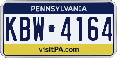 PA license plate KBW4164