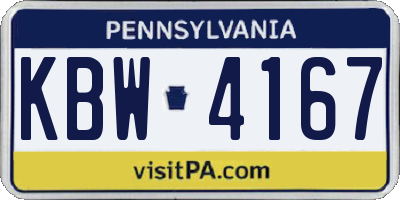 PA license plate KBW4167