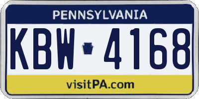 PA license plate KBW4168