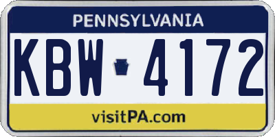 PA license plate KBW4172