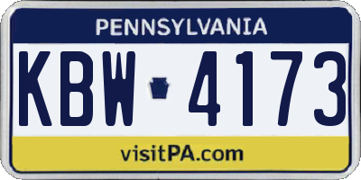 PA license plate KBW4173