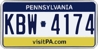 PA license plate KBW4174