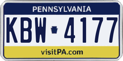 PA license plate KBW4177