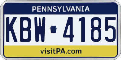 PA license plate KBW4185