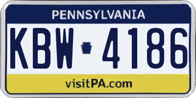 PA license plate KBW4186
