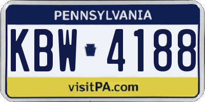 PA license plate KBW4188