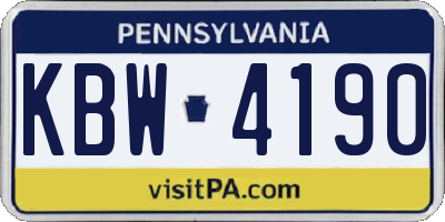 PA license plate KBW4190