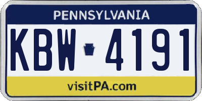 PA license plate KBW4191