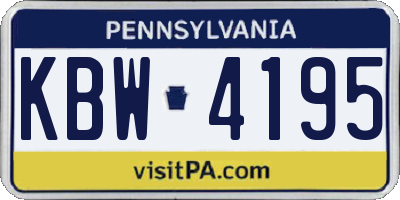 PA license plate KBW4195