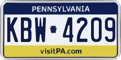 PA license plate KBW4209