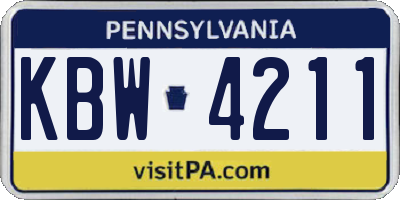 PA license plate KBW4211