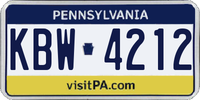 PA license plate KBW4212