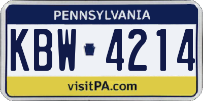 PA license plate KBW4214