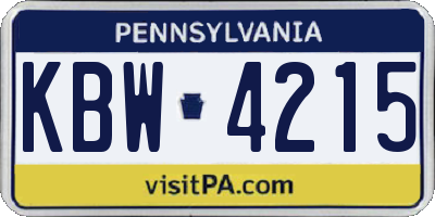 PA license plate KBW4215