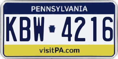 PA license plate KBW4216
