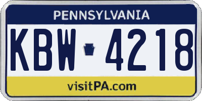 PA license plate KBW4218