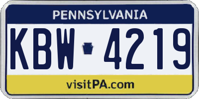 PA license plate KBW4219
