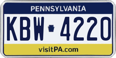 PA license plate KBW4220