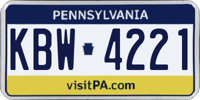 PA license plate KBW4221