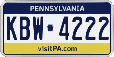 PA license plate KBW4222