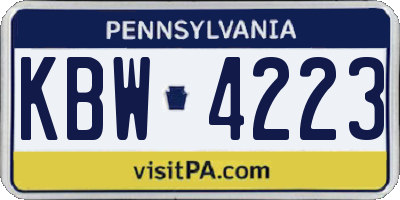 PA license plate KBW4223