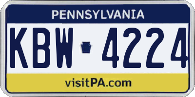 PA license plate KBW4224