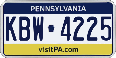PA license plate KBW4225