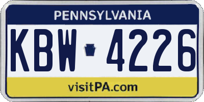 PA license plate KBW4226