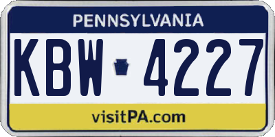 PA license plate KBW4227