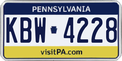 PA license plate KBW4228