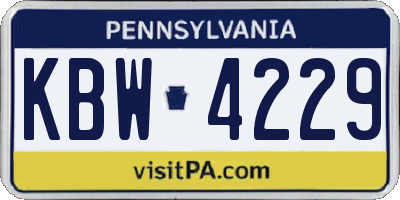 PA license plate KBW4229