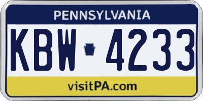 PA license plate KBW4233