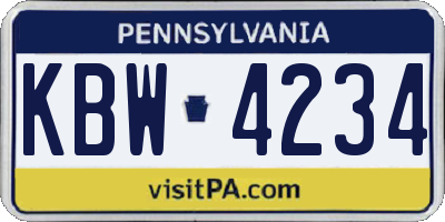 PA license plate KBW4234