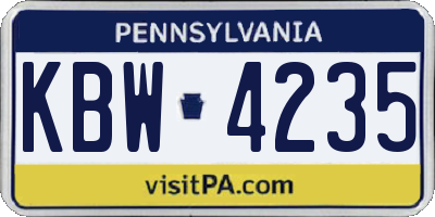 PA license plate KBW4235