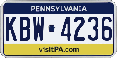 PA license plate KBW4236